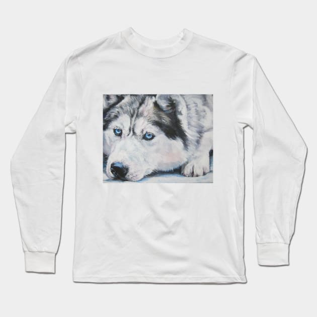 Siberian Husky Fine Art Painting Long Sleeve T-Shirt by LASHEPARD